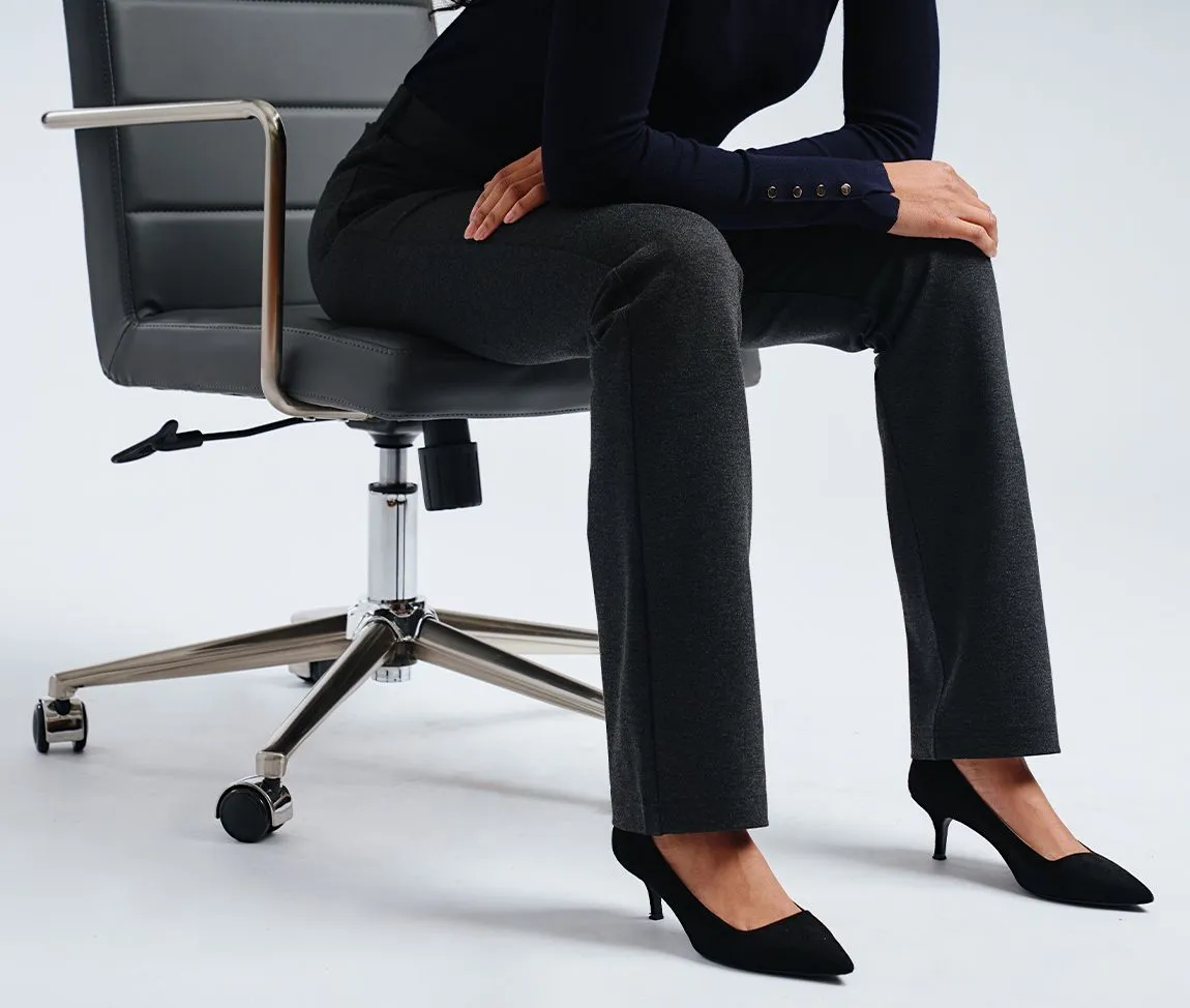 Straight-Leg | 7-Pocket Dress Pant Yoga Pants (Charcoal)