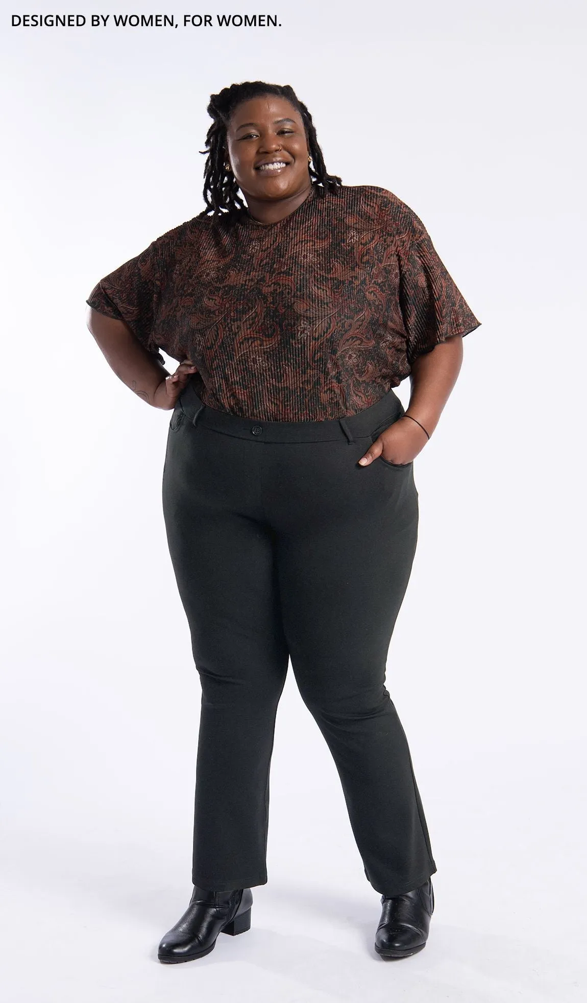 Straight-Leg | 7-Pocket Dress Pant Yoga Pants (Charcoal)