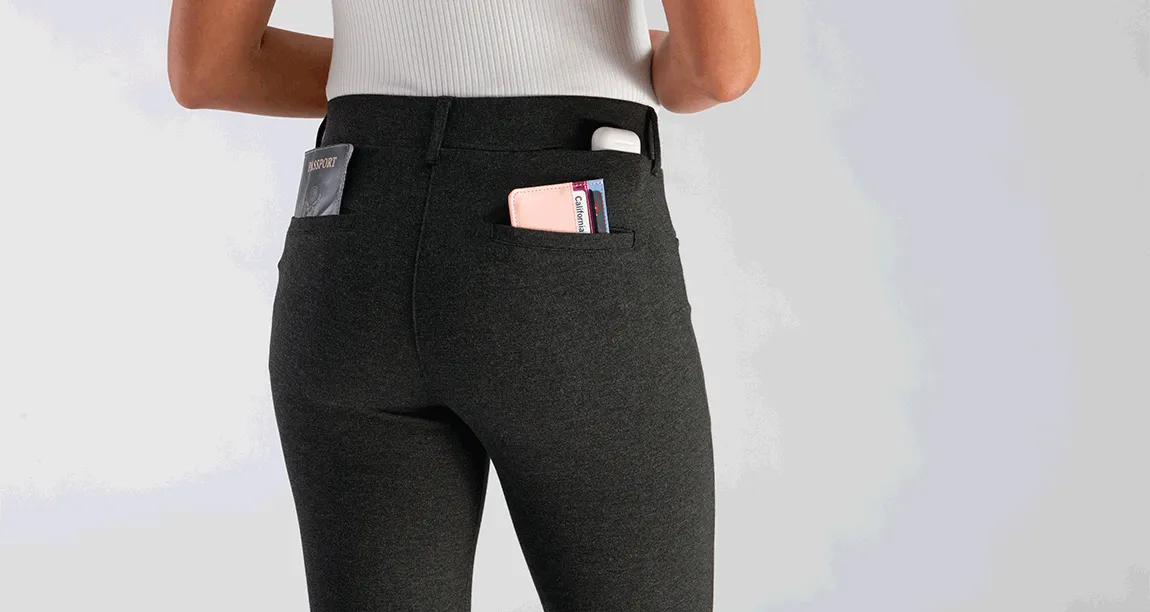 Straight-Leg | 7-Pocket Dress Pant Yoga Pants (Charcoal)