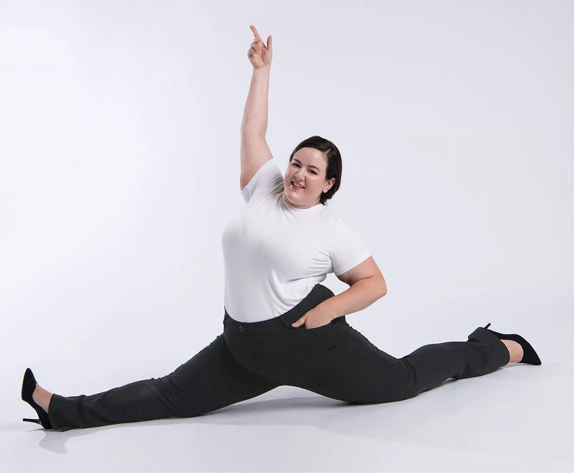 Straight-Leg | 7-Pocket Dress Pant Yoga Pants (Charcoal)