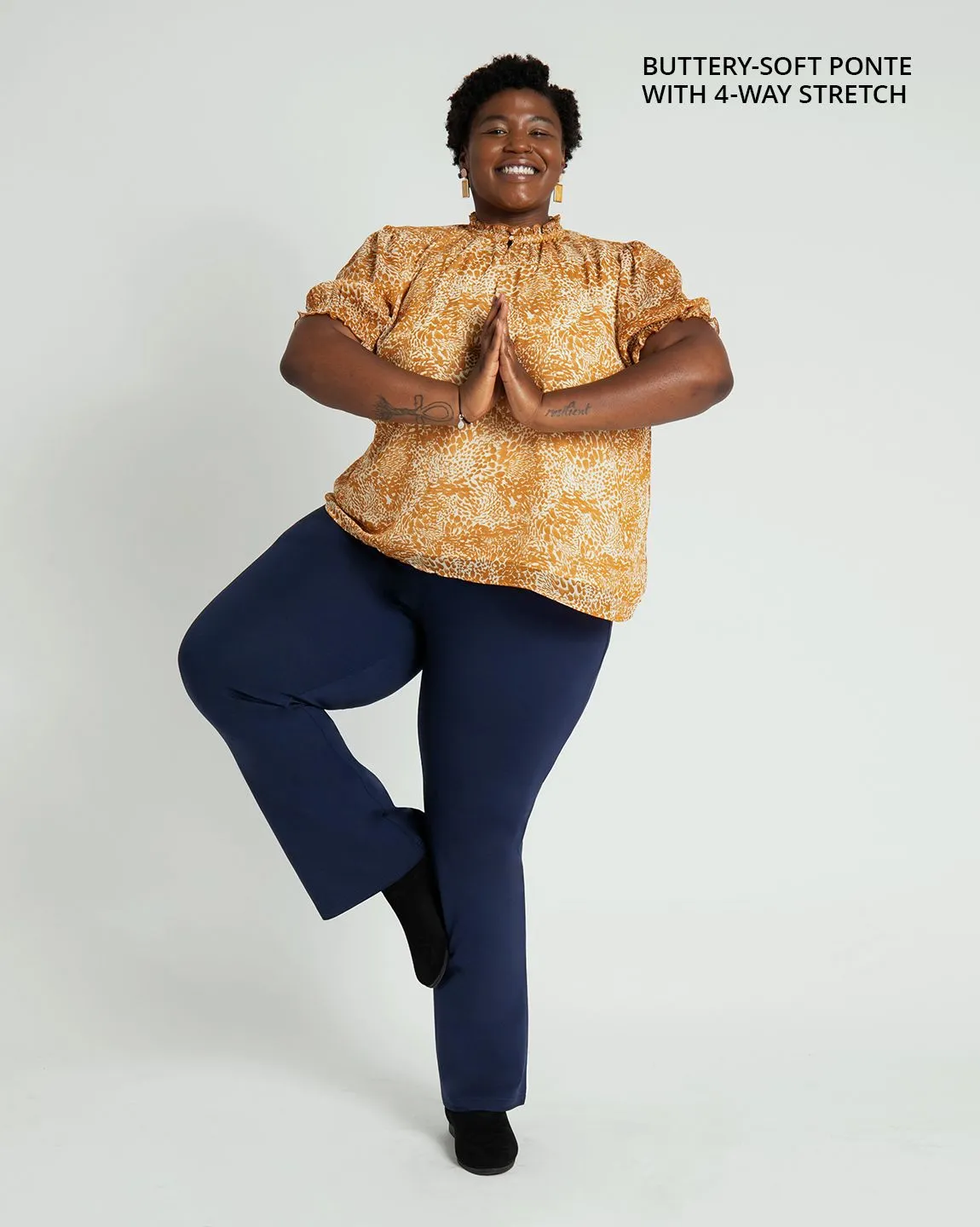 Straight-Leg | 7-Pocket Dress Pant Yoga Pants (Navy)
