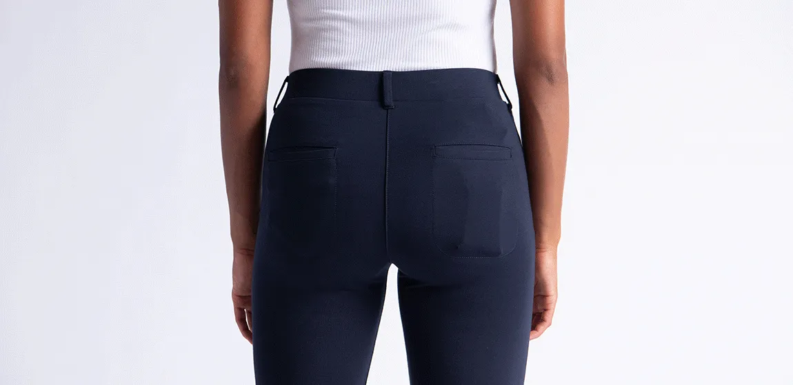 Straight-Leg | 7-Pocket Dress Pant Yoga Pants (Navy)