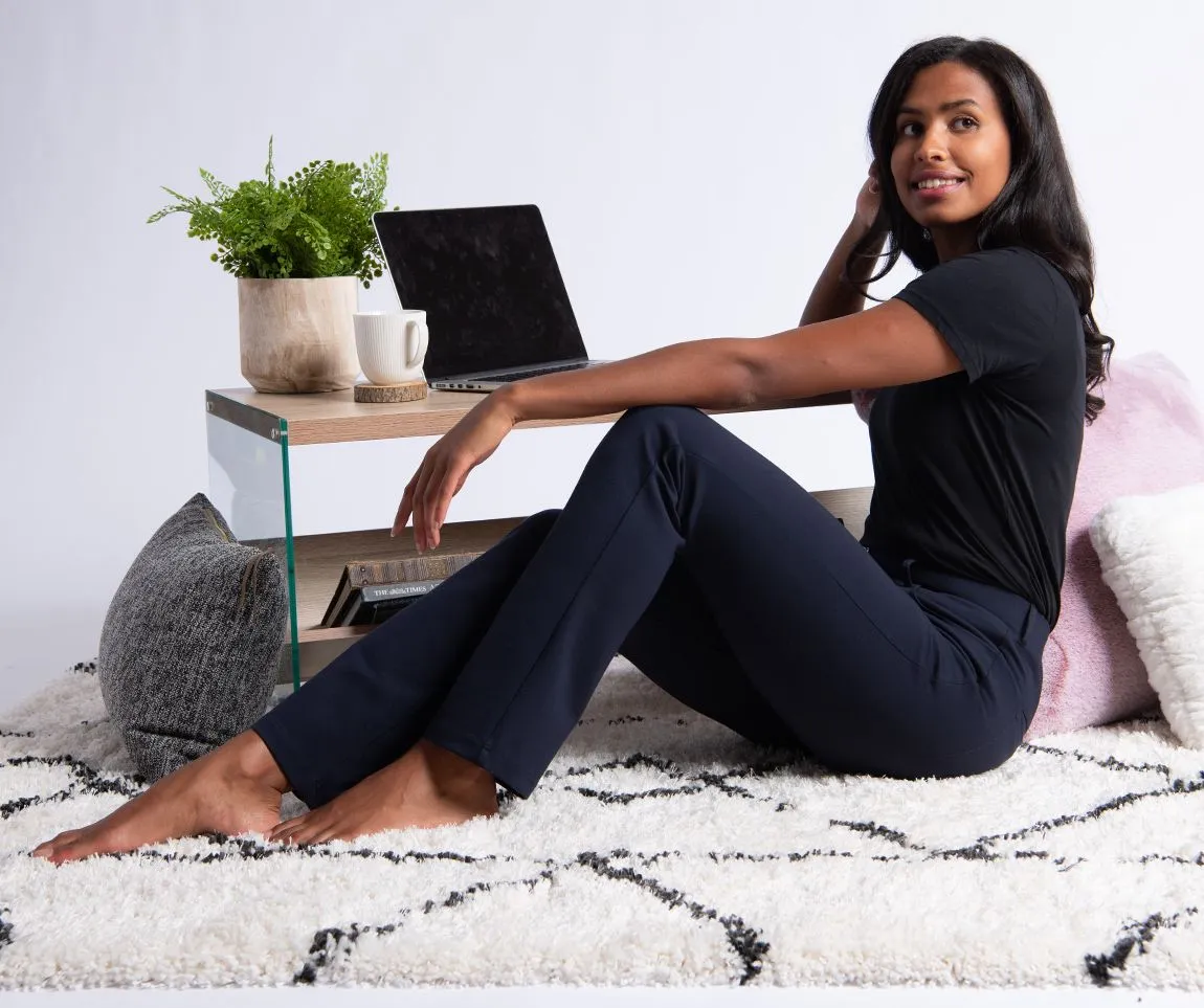 Straight-Leg | 7-Pocket Dress Pant Yoga Pants (Navy)
