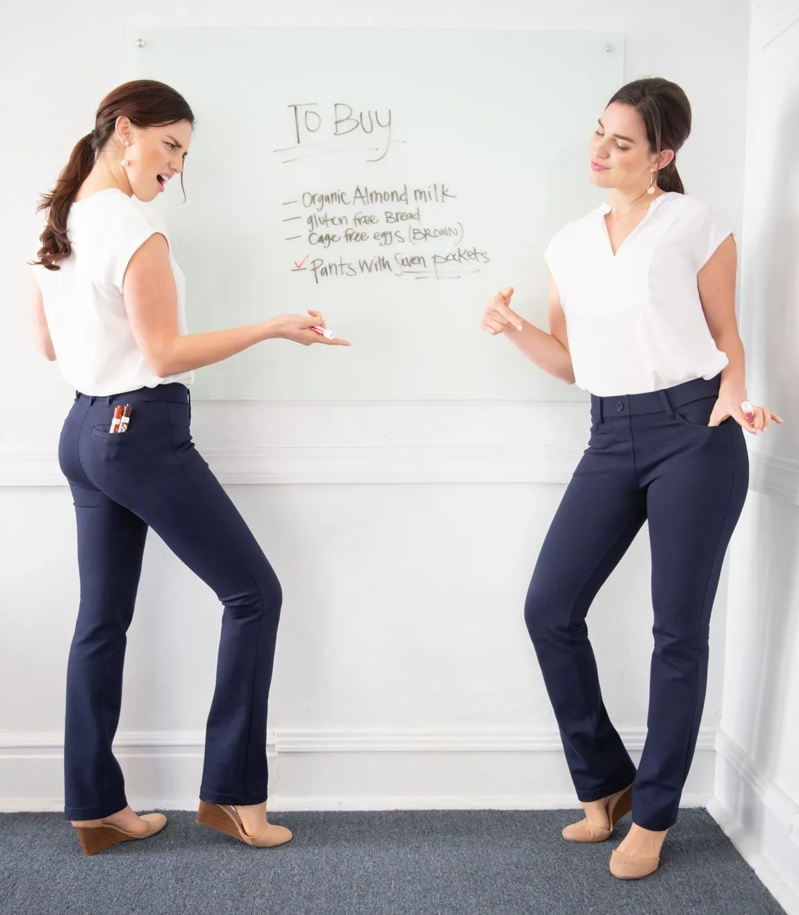 Straight-Leg | 7-Pocket Dress Pant Yoga Pants (Navy)
