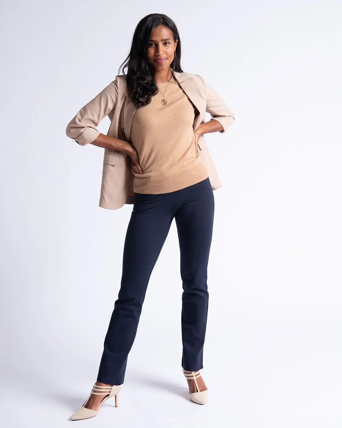 Straight-Leg | 7-Pocket Dress Pant Yoga Pants (Navy)