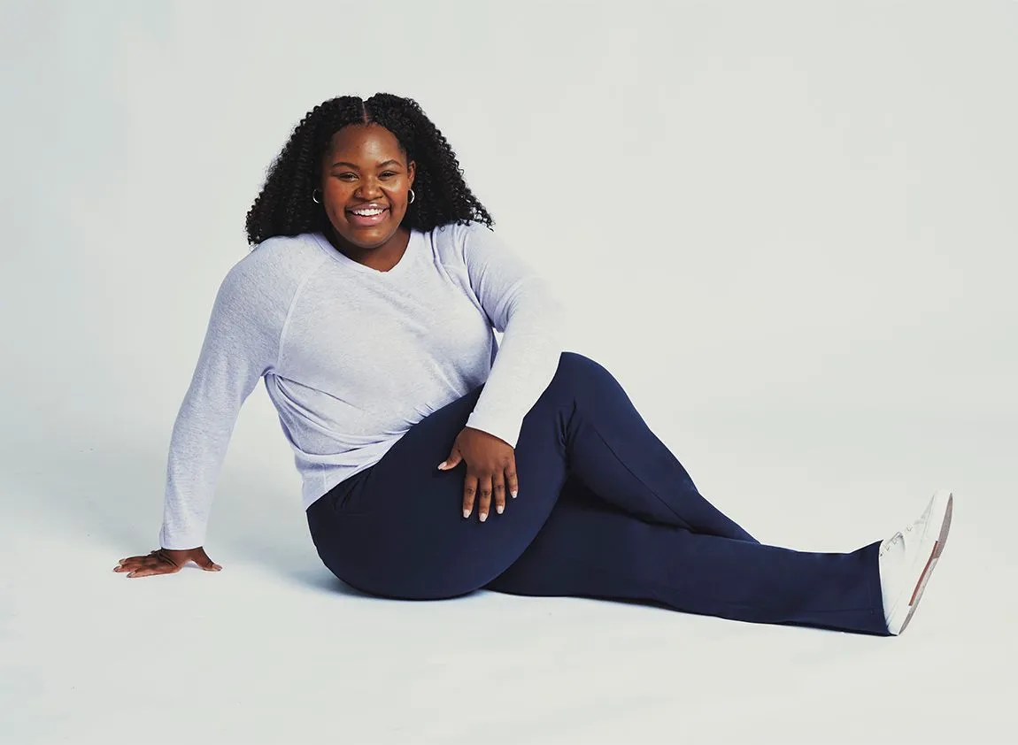 Straight-Leg | 7-Pocket Dress Pant Yoga Pants (Navy)