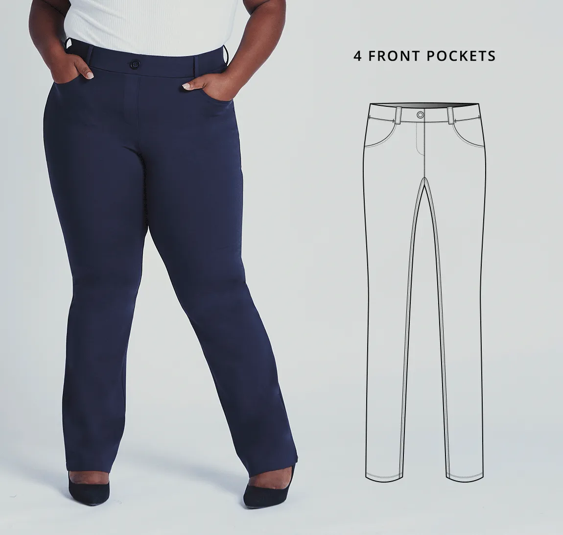 Straight-Leg | 7-Pocket Dress Pant Yoga Pants (Navy)