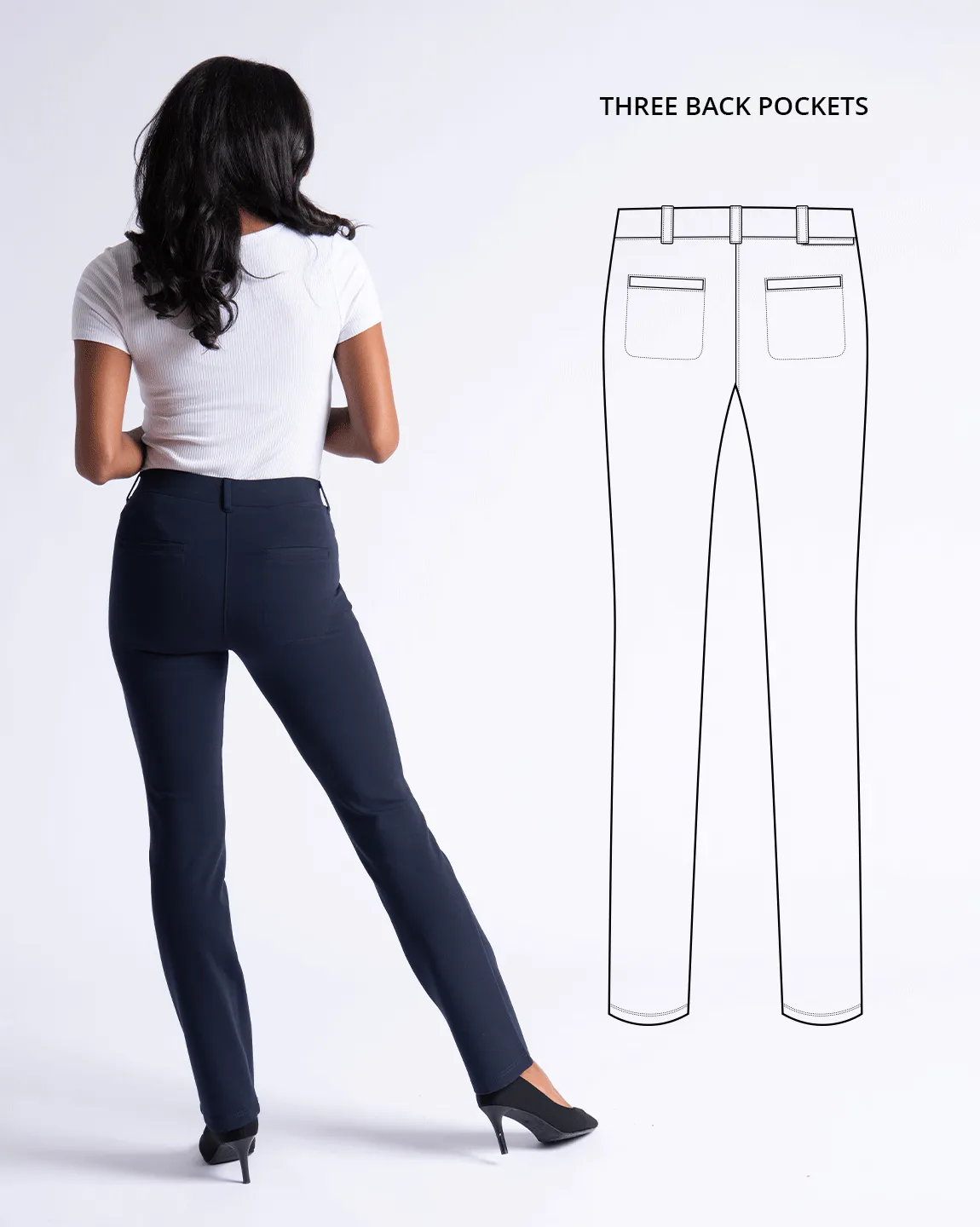 Straight-Leg | 7-Pocket Dress Pant Yoga Pants (Navy)
