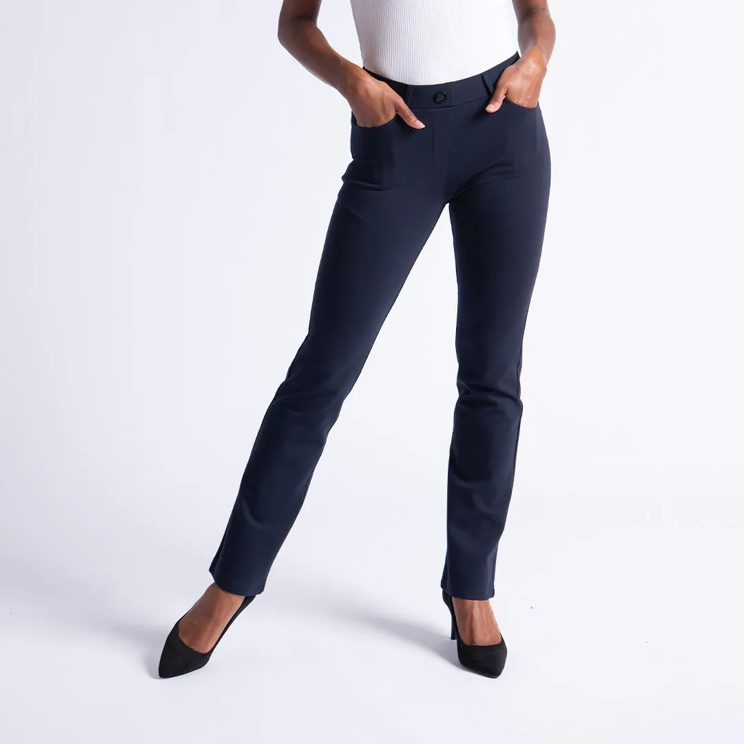 Straight-Leg | 7-Pocket Dress Pant Yoga Pants (Navy)