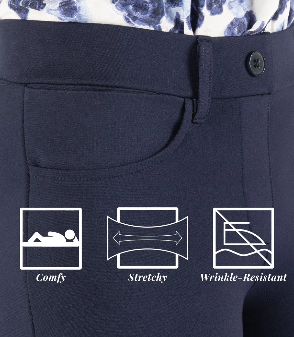 Straight-Leg | 7-Pocket Dress Pant Yoga Pants (Navy)