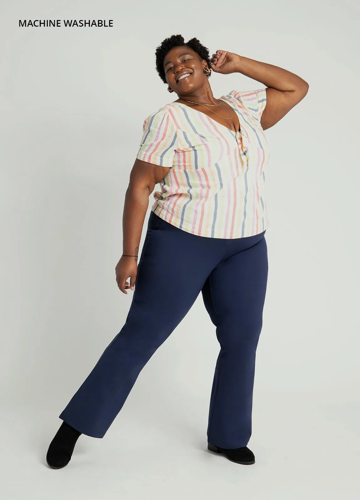 Straight-Leg | 7-Pocket Dress Pant Yoga Pants (Navy)