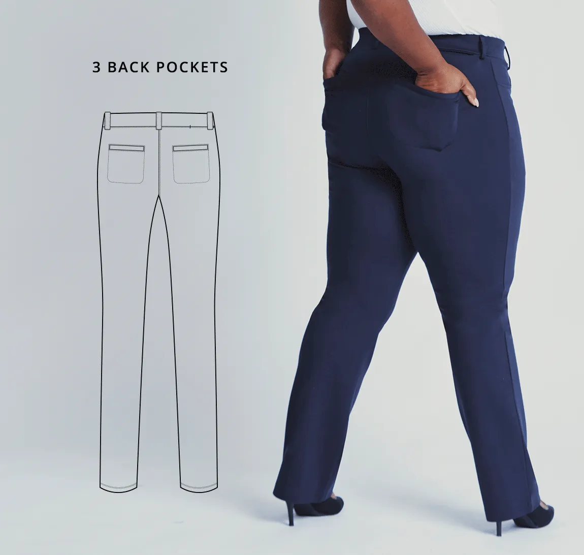 Straight-Leg | 7-Pocket Dress Pant Yoga Pants (Navy)