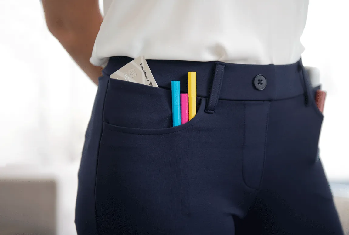 Straight-Leg | 7-Pocket Dress Pant Yoga Pants (Navy)