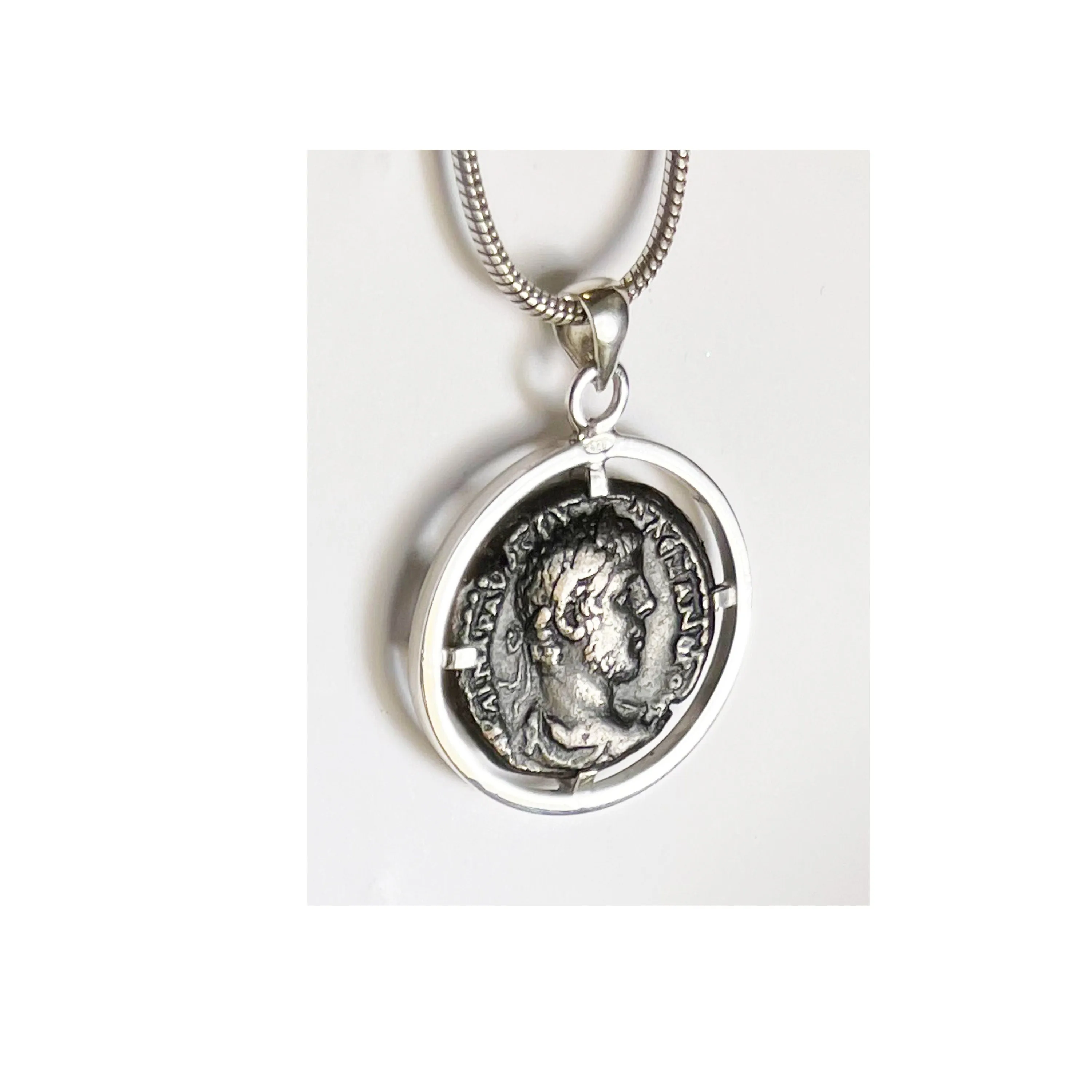 SUN - HELIOS Genuine Ancient Roman Bronze Coin 3rd Cent. AD Silver Pendant
