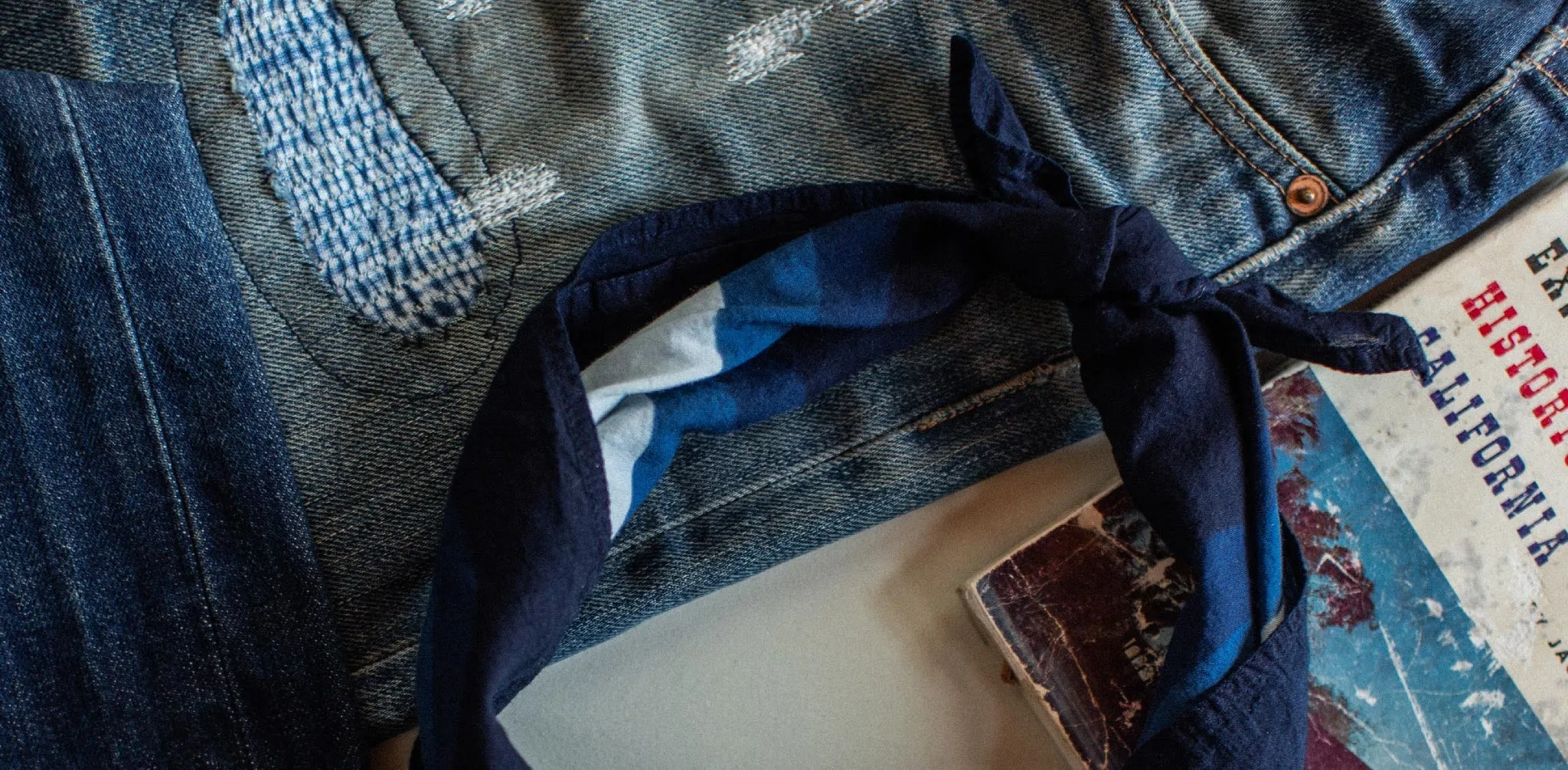 The Bandana in Natural Indigo Petal
