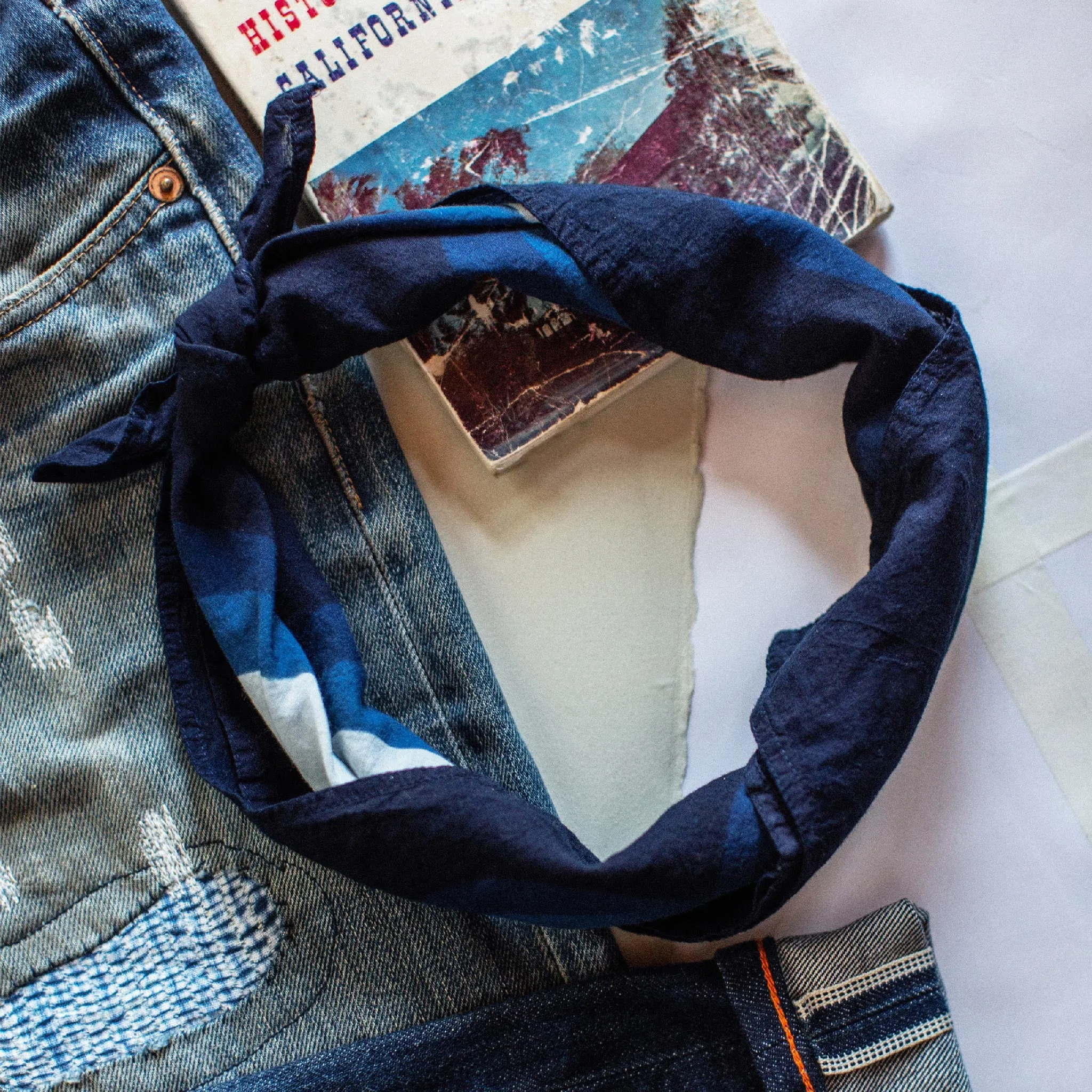 The Bandana in Natural Indigo Petal