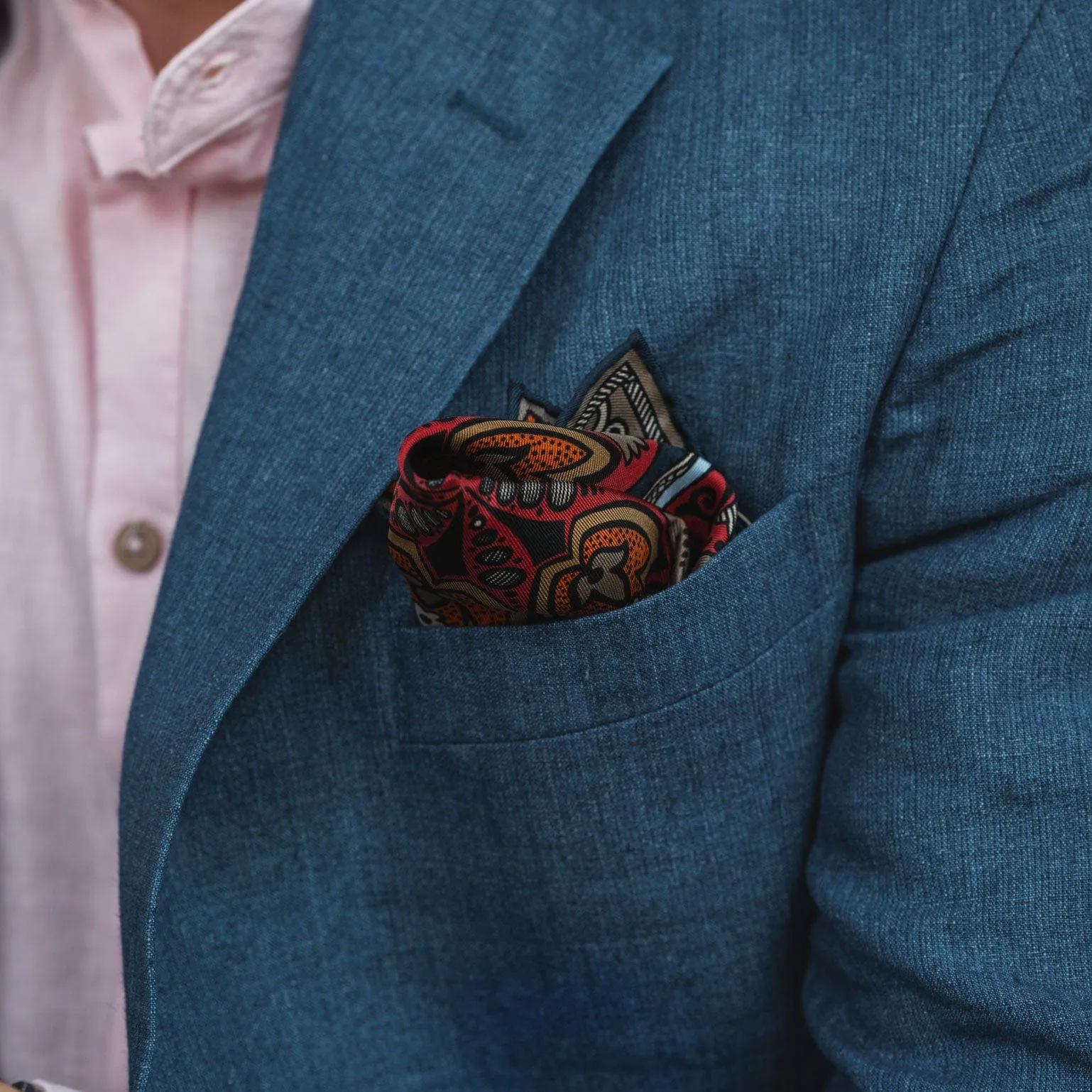 Tragara - Silk Pocket Square - Red
