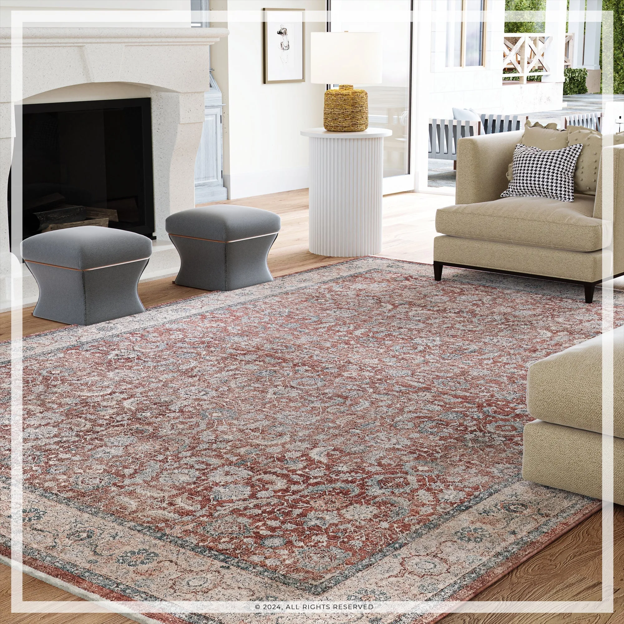 UER0150 Luxury Power-Loomed Synthetic Medium-Pile Rug