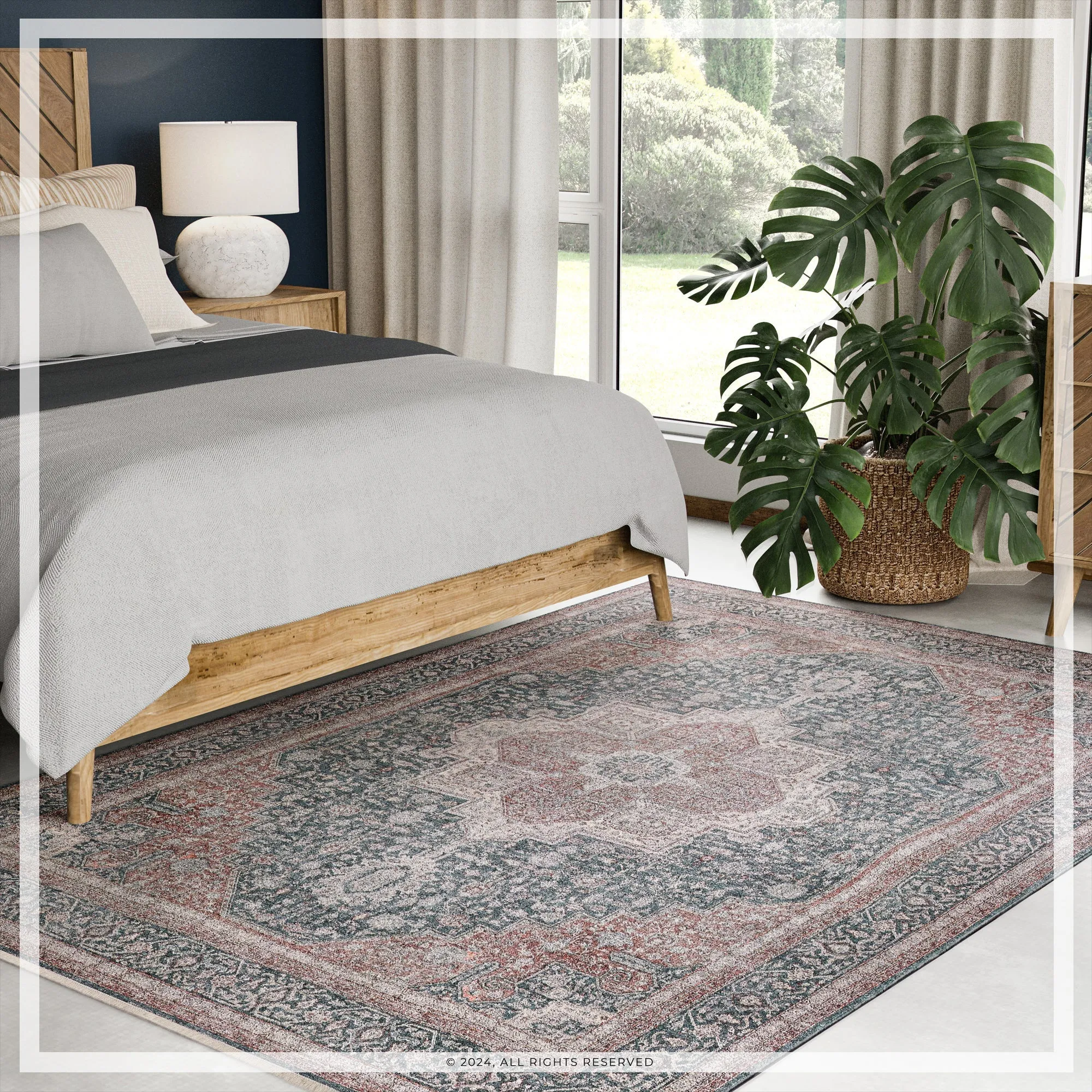 UER0151 Luxury Power-Loomed Synthetic Medium-Pile Rug