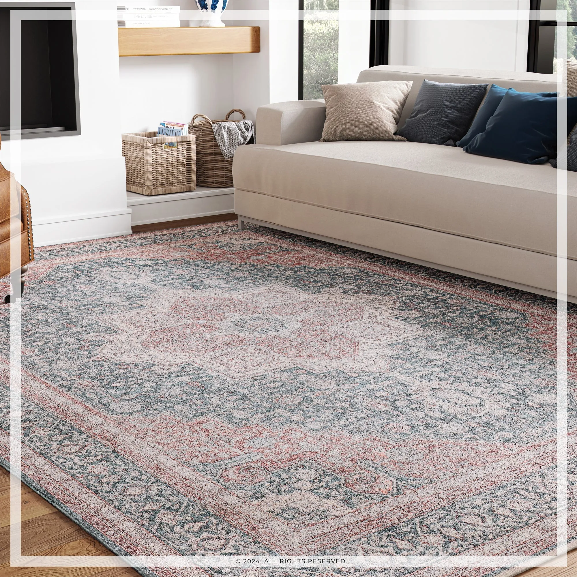 UER0151 Luxury Power-Loomed Synthetic Medium-Pile Rug
