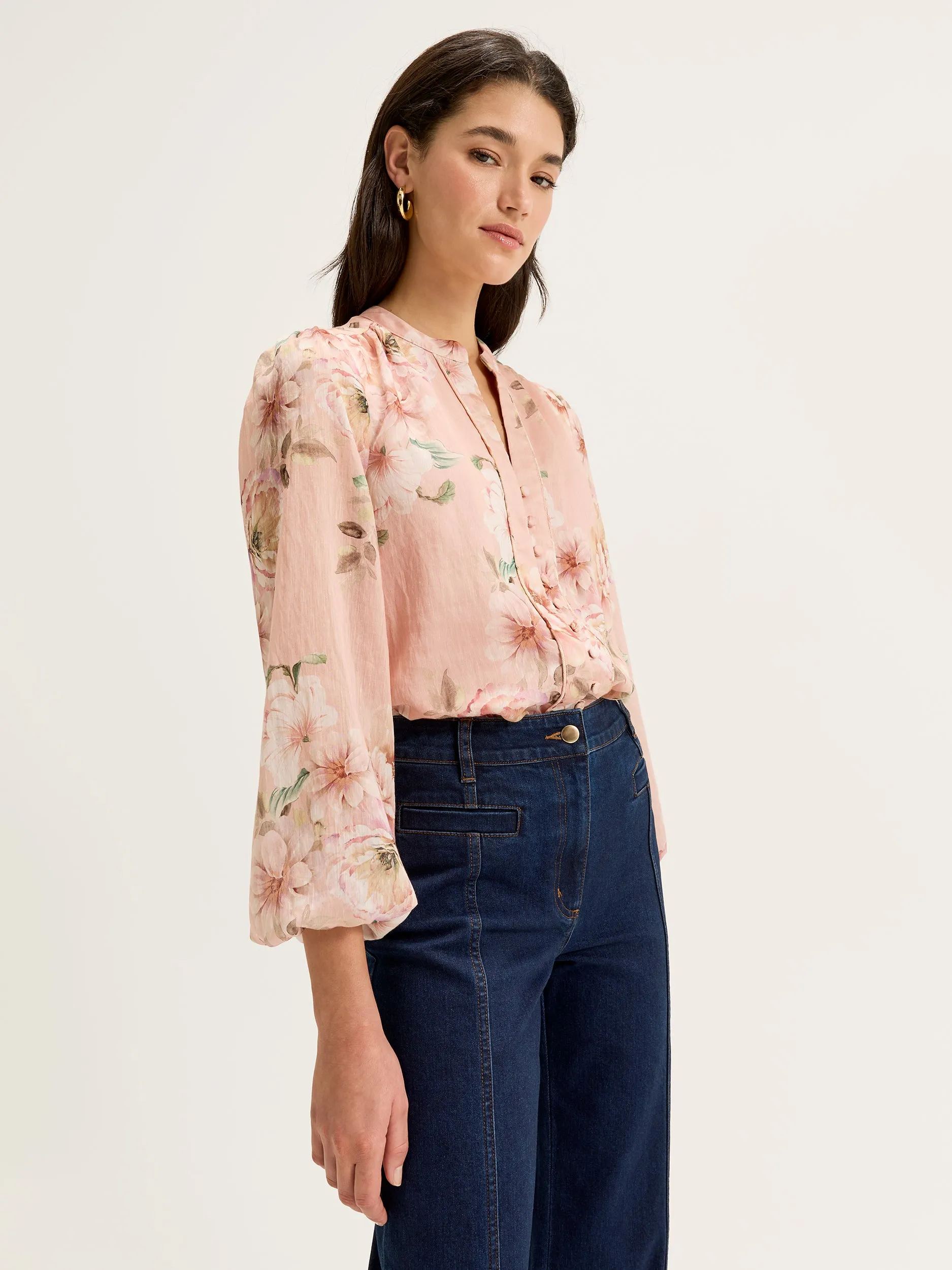 Waltz of Flowers Shirt in Soft Pink/Multi