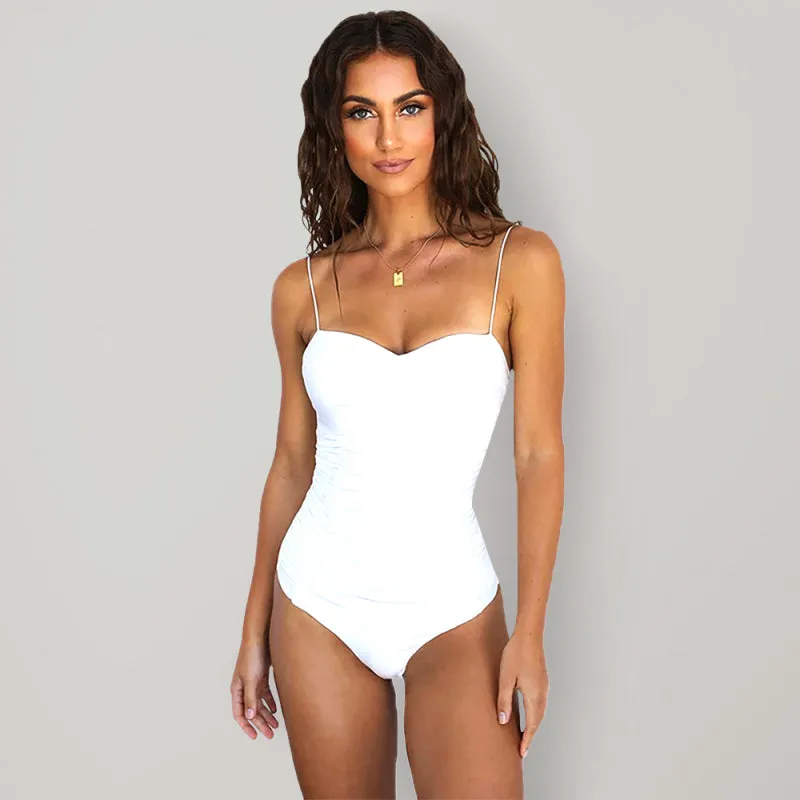 Women's Ruffled Thin Strapped Bodysuit